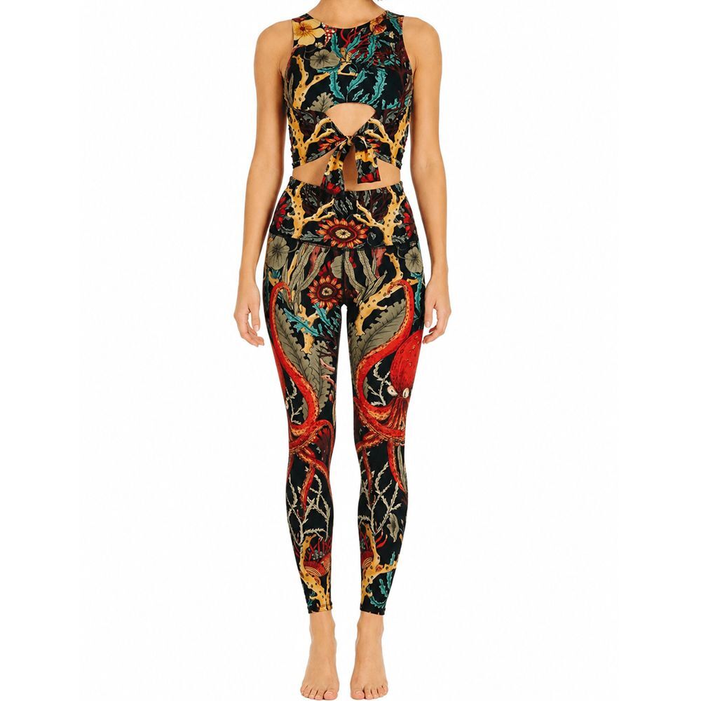 Yoga Democracy Leggings & Knot Tank Womens XS Coral My Name Top and Bottom NEW